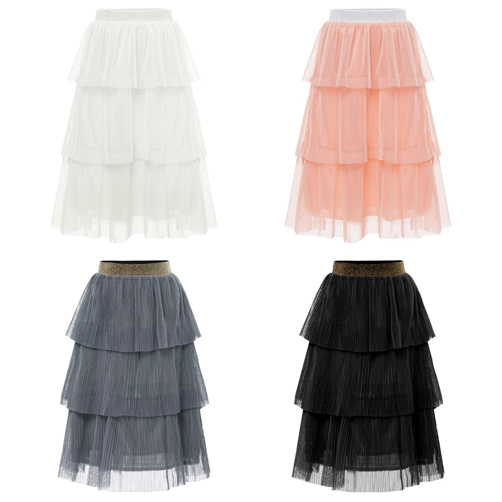 

HOT Fashion Kids Girls Tutu Skirts Elastic Waistband Solid Color Layered Ballet Tutu Tulle Skirt for Party Princess Gown Clothes