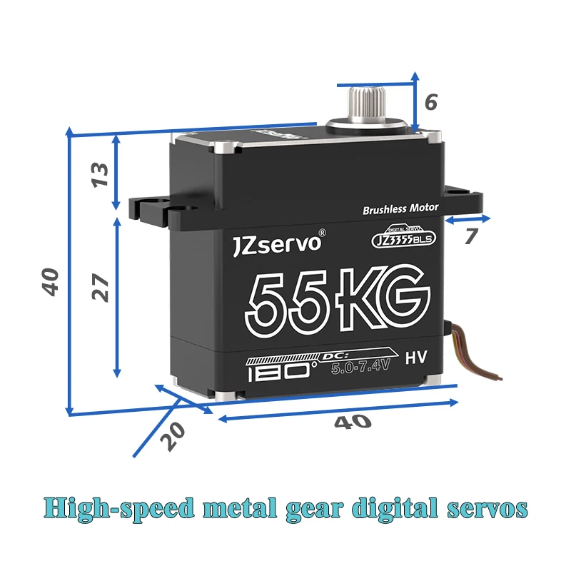 55 кг цифровой сервопривод бесщеточный двигатель полностью металлический корпус