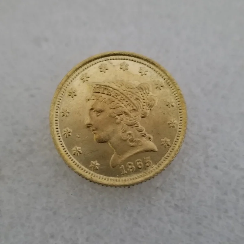 

American 1865 2.5 Dollars Brass Gold-plated Commemorative Collectible Coin Gift Lucky Challenge Coin