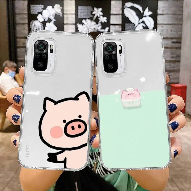 

cute pet pig pink Phone Case Transparent for Xiaomi mi 10T Poco F3 X3 M3 Redmi Note 11 8 9 9S 10 Pro