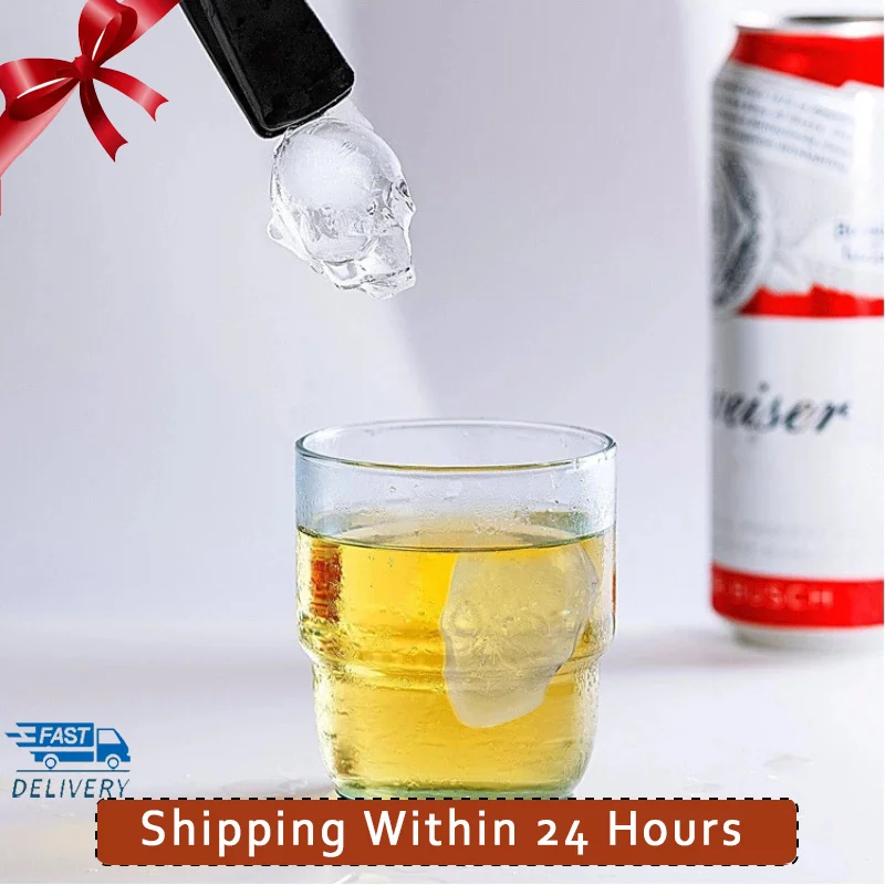 Большая форма для льда шариков силиконовая черепа виски вина коктейля оптовая