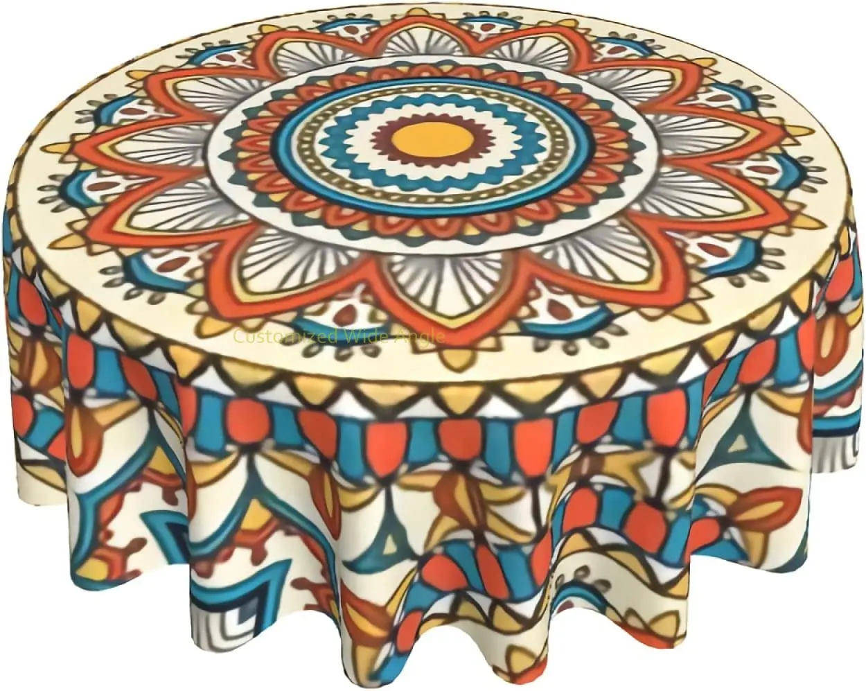 

Mandala Floral Round Tablecloth Polyester Decor Table Cloth Cover Mat for Party Kitchen Dining Room 60 Inch