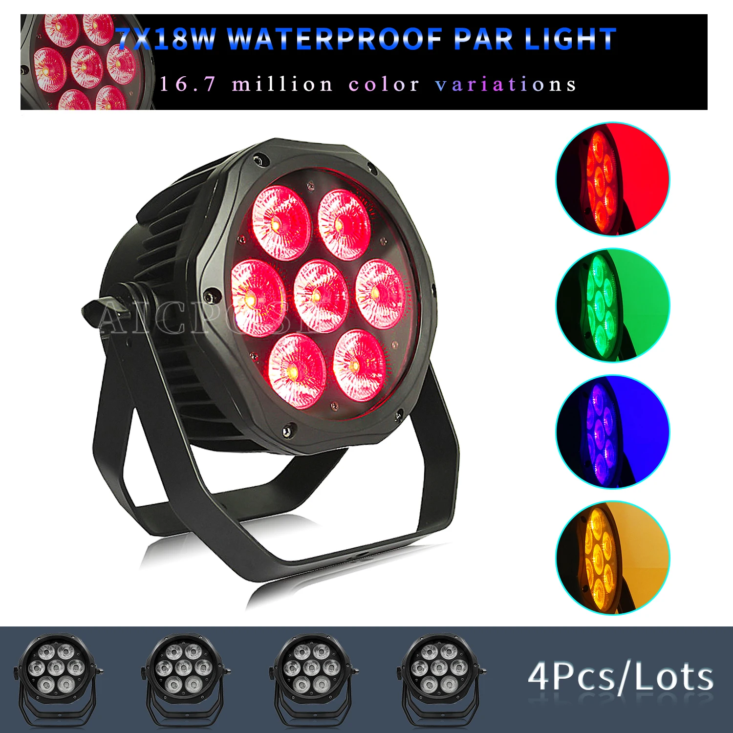 

4Pcs/Lots 7x12W RGBW/7x18W RGBWA UV 6 in 1 LED Par Light Outdoor Waterproof Stage Light DMX Control DJ Disco Bar Lighting