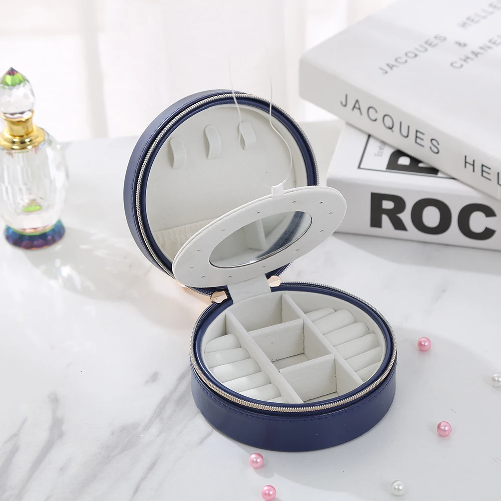 Круглая однотонная недорогая коробка для хранения ювелирных изделий небольшого