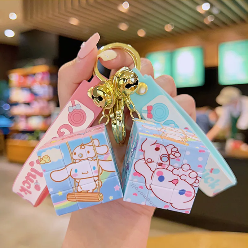 

Anmie Hello Kittys Stitch Keychain Kawaii Cinnamoroll Kuromi My Melody Pompompurin Magic Cube Creative Keyring Bag Pendant Toys