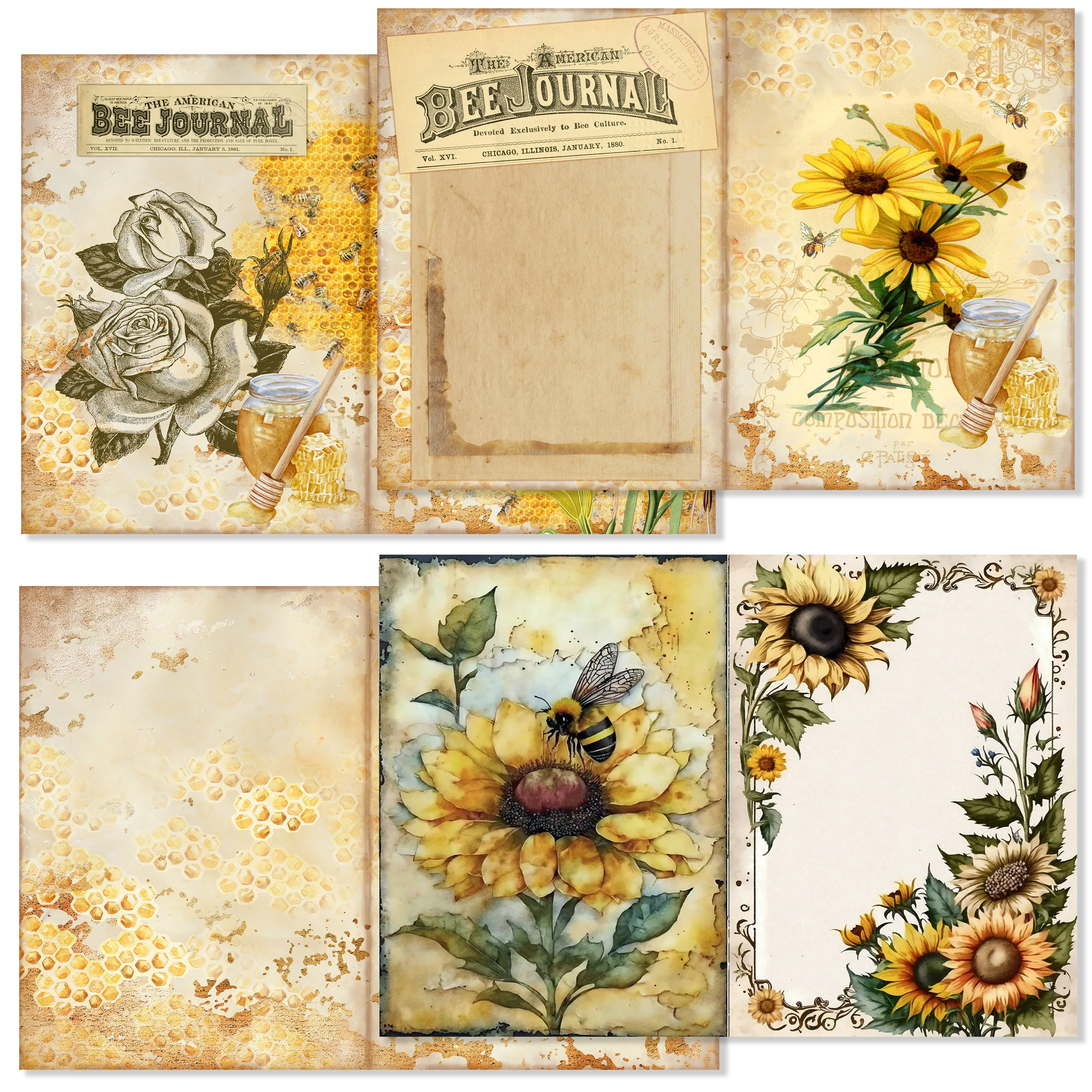 16 листов A5 (8 26 * дюйма) с тематикой пчелы записываемая бумага для скрапбукинга