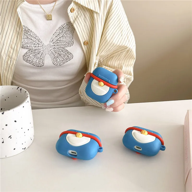Фото Чехол для Airpods Pro 3 2025, защитный силиконовый чехол для наушников Doraemon 3D Anime для Airpods Pro 2, чехол Funda для детей №4