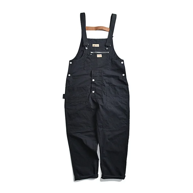 

Safari Style! Multi-Pocket Overalls Men Streetwear Work Cargo Pants Jumpsuit Men's Dungarees Baggy Bib Trousers