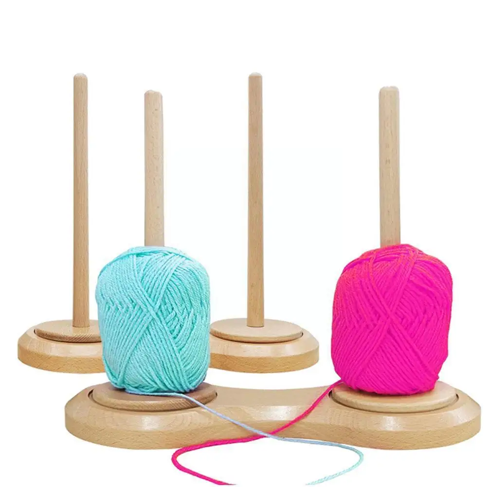 

Spinning Yarn Spool Wooden Holder Knitting Tool Beginner Winder Ball Thread Accessories Crochet Spool Sewing Wool Rotation H1C8