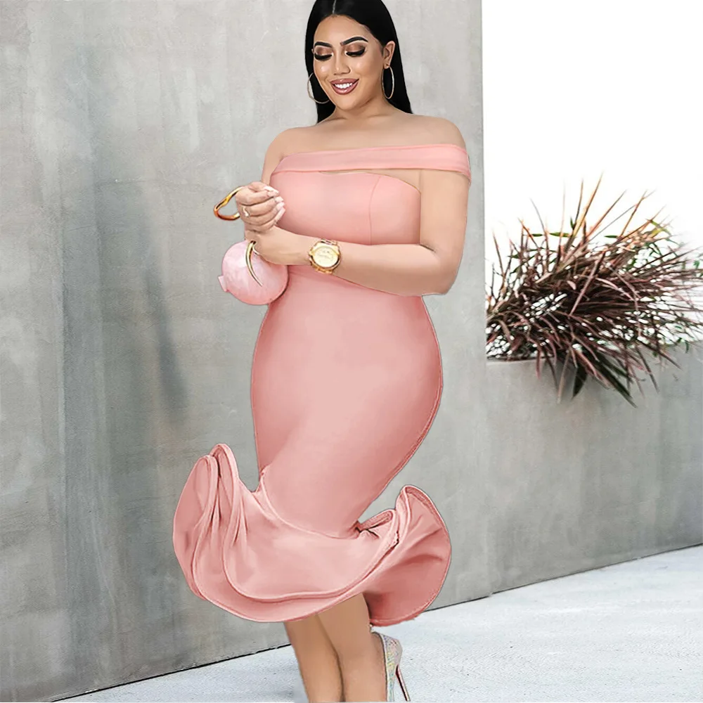 

Женское облегающее платье-футляр средней длины, Привлекательное платье-Русалка с открытой спиной и одним открытым плечом, вечерние платья знаменитостей на день рождения