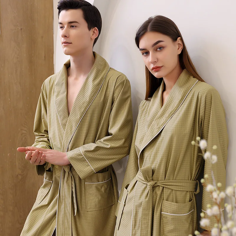 Couple Nightgown Silk Satin Bathrobe Sexy Kimono Robe Unisex Men Women Couple Robes Solid Vintage Sleepwear Pajamas Home Clothes