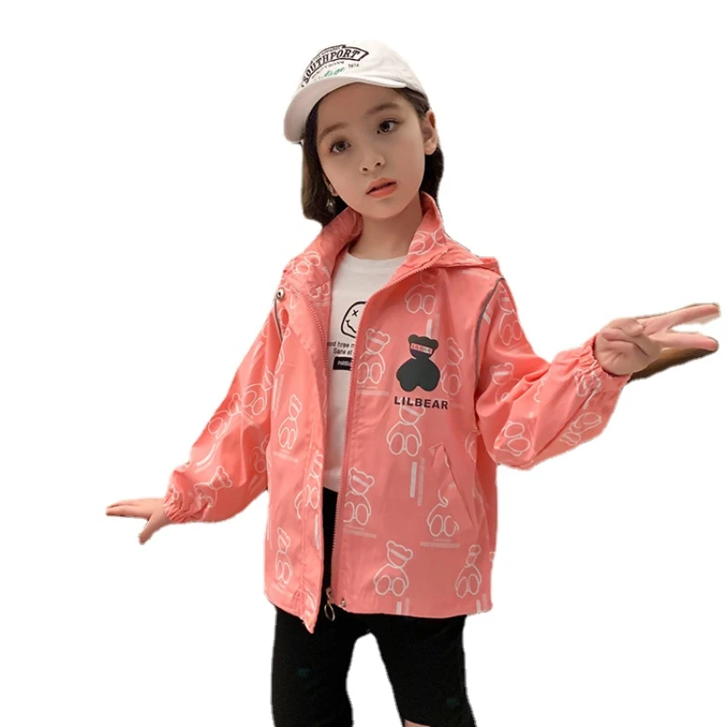 Clothes for Kids Girl Clothing Jacket Coat Spring and Autumn Things for Girl for Cartoon Glossy bear print coat Jacket New