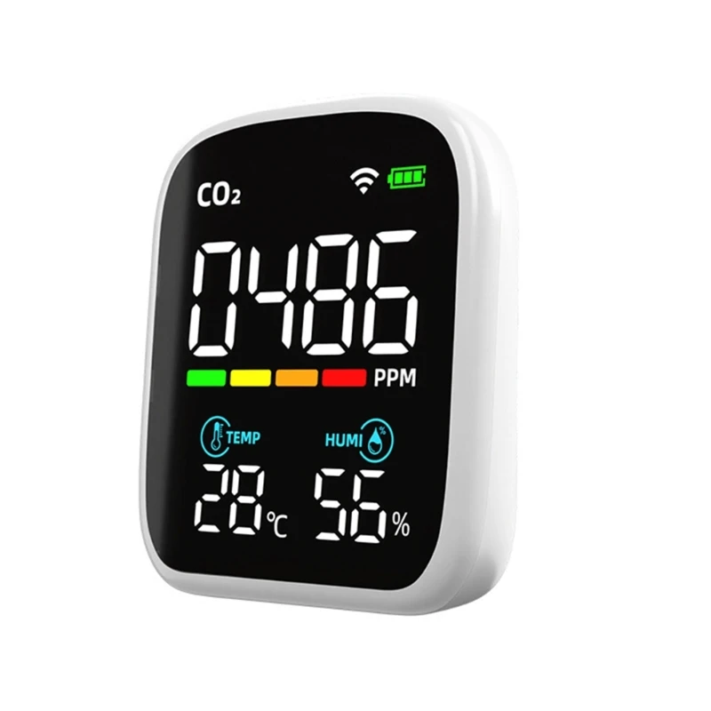 

Indoor Air Quality Monitor Indoor Portable CO2 Monitor Temperature & Humidity Meter HCHO TVOC PM2.5 PM-1.0 PM10- Tester Q81C