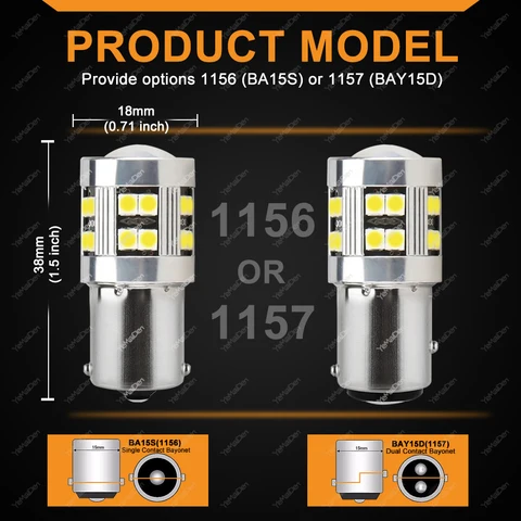 2/4 шт. CANBUS 1156 BA15S 1157 BAY15D Светодиодная лампа 12 В 3030-24SMD 6500K Белый Желтый Красный Автомобильный задний тормоз Парковочные указатели поворота