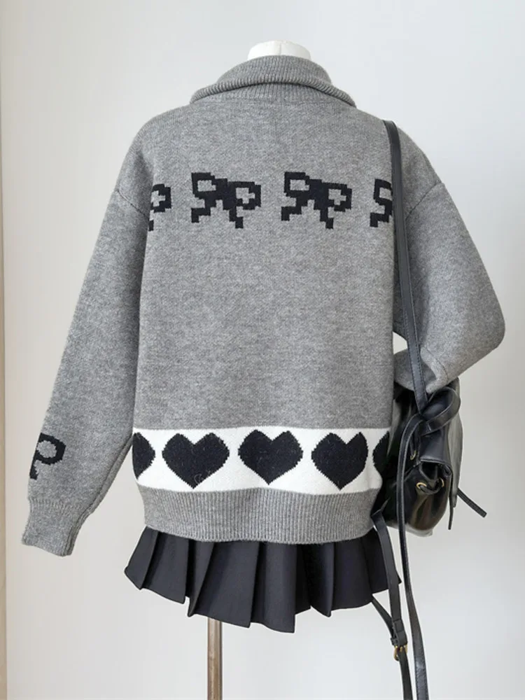 Женские вязаные кардиганы с рисунком кота в стиле ретро корейский шикарный