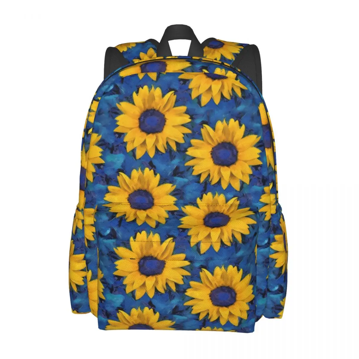 

Sunflower Print Backpack Youth Blue Leaf Print Breathable Backpacks Polyester Casual High School Bags College Colorful Rucksack