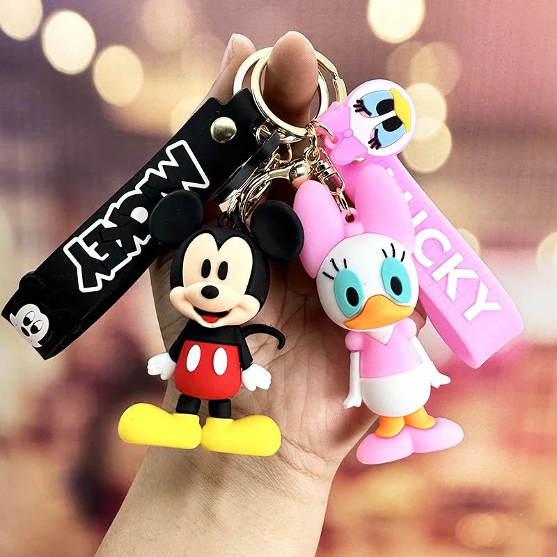 

Disney Mickey Minnie Mouse Keychain Cute Cartoon Doll Keyring Bag Pendant Couple Car Keyholder Creative Bag Charm Accessories