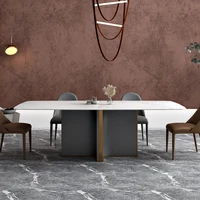 italian light luxury pandora bright rock plate dining table modern simple small rectangular stainless steel household