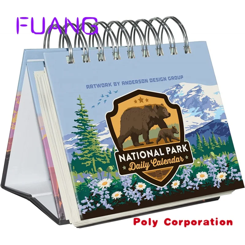 Hardcover Custom Perpetual Flip Calendar for Office Desk National Park Daily Perpetual Calendar with Spiral Binding featuring