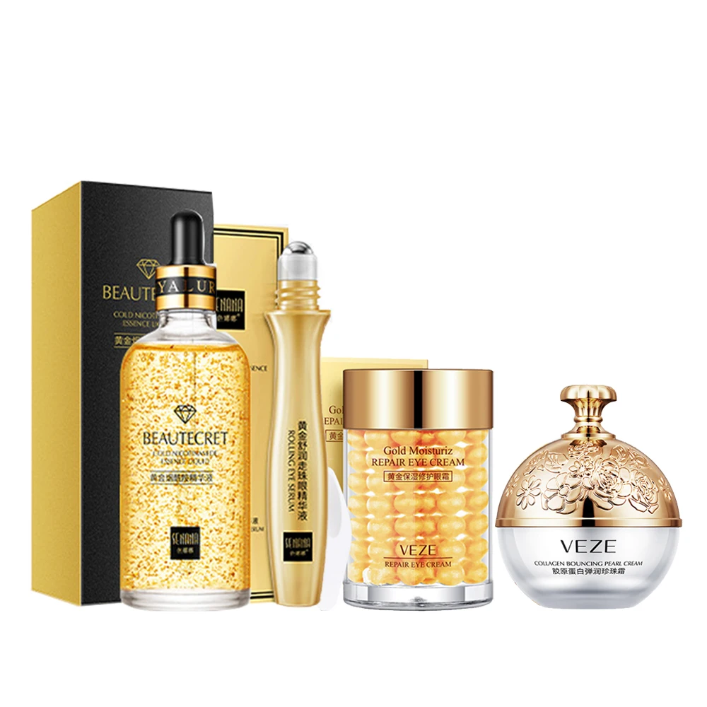 

Skin Care Set 24K Gold Nicotinamide Face Essence Face Collagen Whitening Cream Fade Dark Circles Eye Cream Facial Products Kit