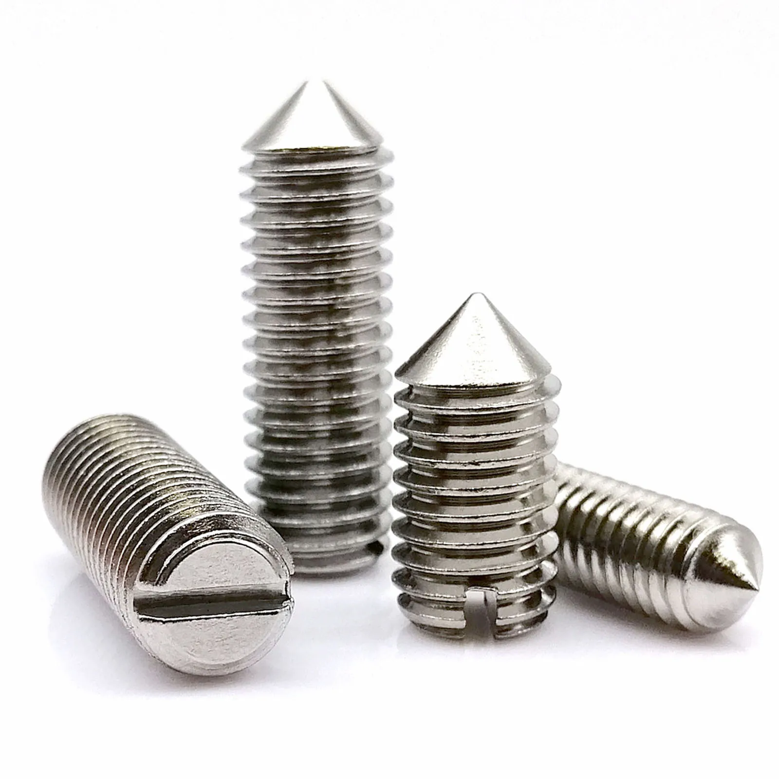 

M1.6 M2 M2.5 M3 M4 M5 M6 M8 M10 GB71 304 A2-70 Stainless Steel Slotted Head Cone Point Tapered End Headless Grub Bolt Set Screw