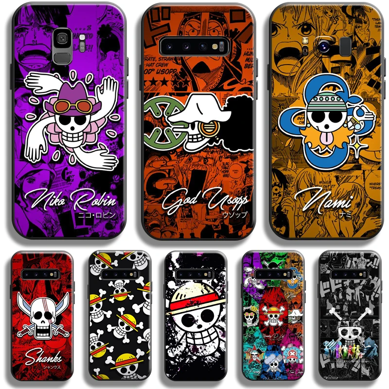 

Anime One Piece Skull Logo For Samsung Galaxy S10 S9 S8 Plus S10 5G S10 Lite S10E Phone Case Liquid Silicon Coque TPU