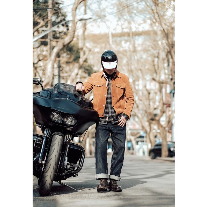 

Simons винтажная замша Тип 3 куртка мотоциклиста Amekaji Тяжелая замша Корова кожа