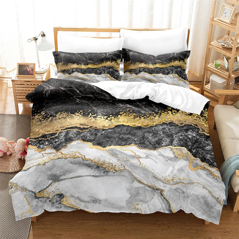 

Cover King Queen Size For Kids Teens Geometric Pattern Comforter Cover Microfiber Abstract Bedding Set Modern Marble Duvet