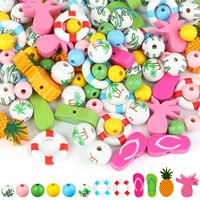 142 pieces summer wood beads summer colorful wooden beads for diy crafts making bracelet necklaces farmhouse decor