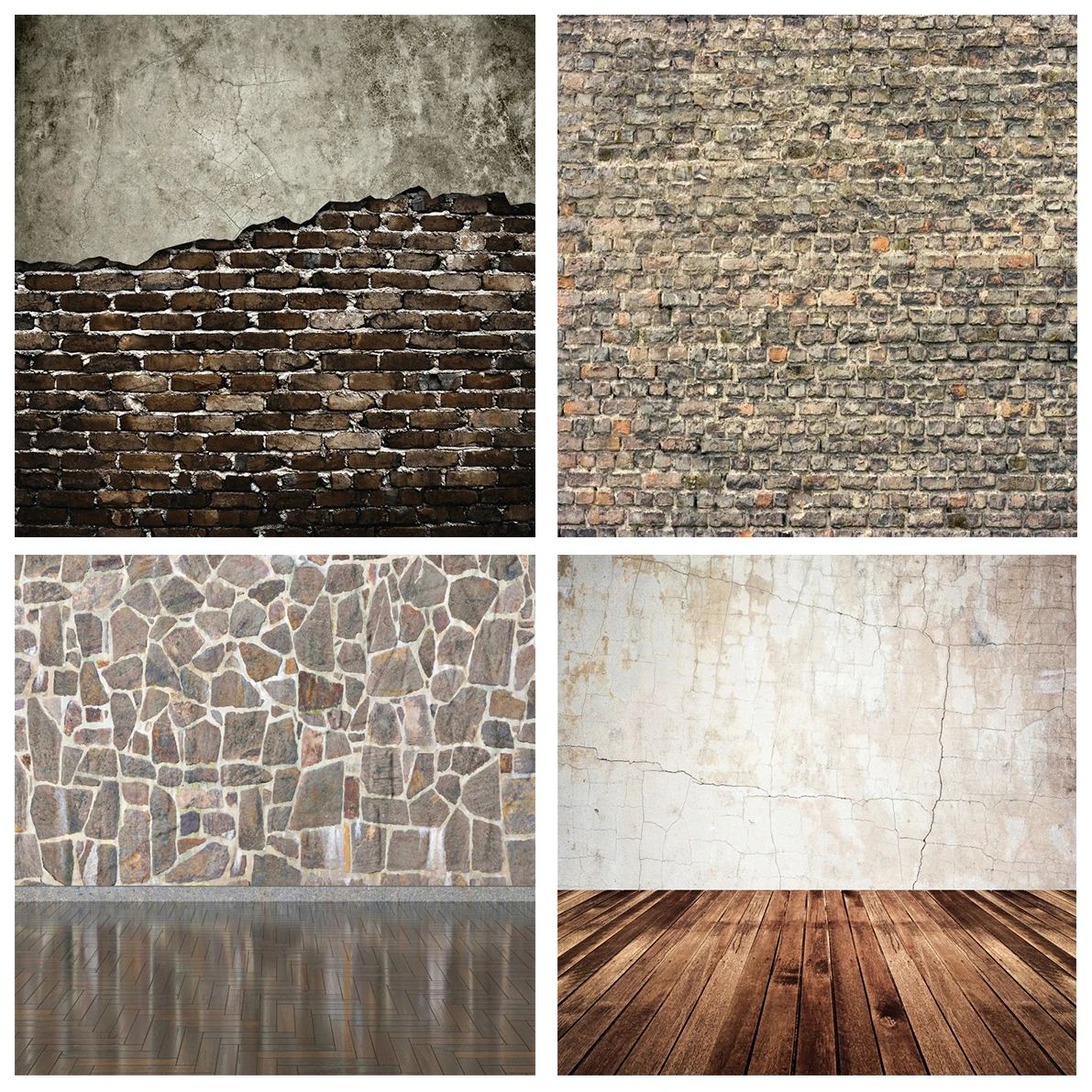 

Grunge Cracked Wall Brick Floor Portrait Photography Backgrounds Seamless Photographic Backdrops Props for Photo Studio