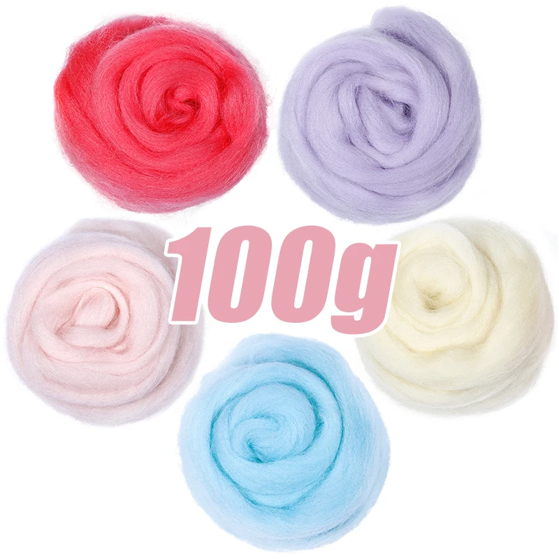 

LMDZ Wool Color Series 100g Wool Fiber DIY Wool Fibre Flower Animal Toy Felting Wool Handmade Felting Craft Christmas Gift