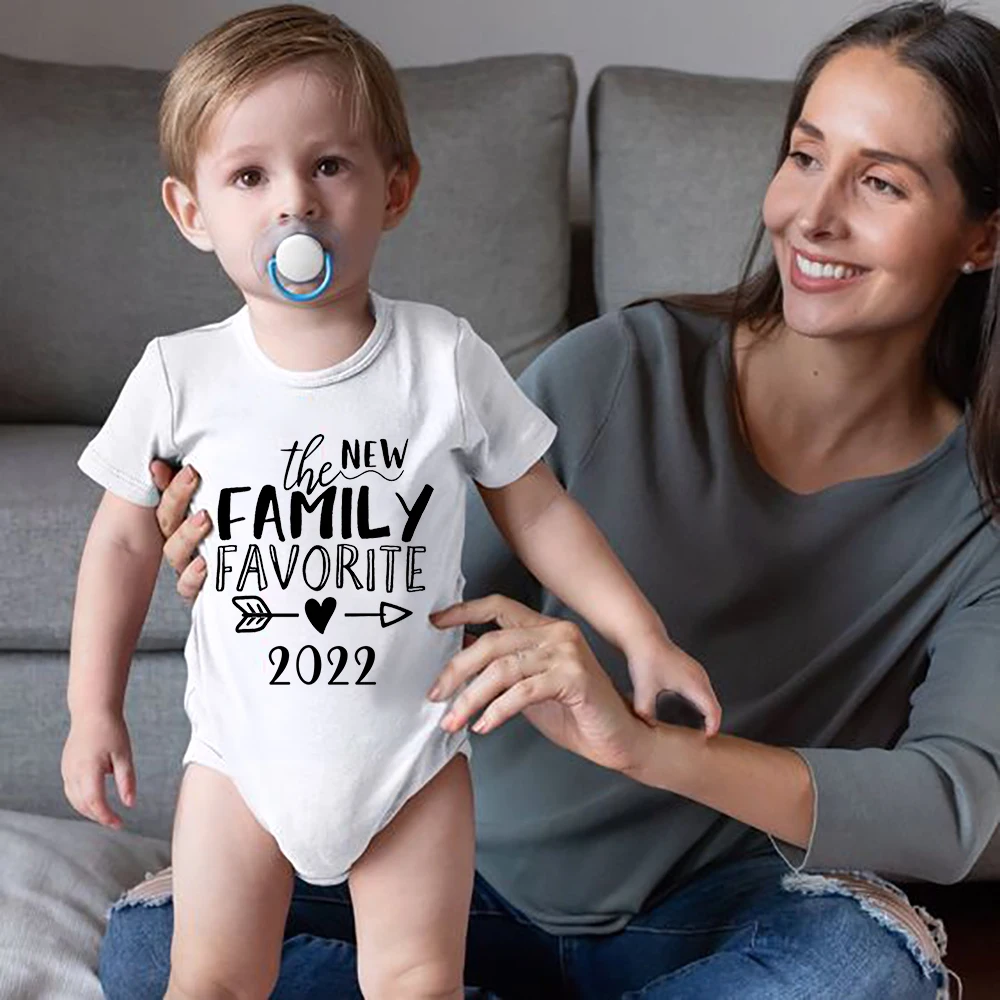 

The New Family Favorite 2022 Newborn Baby Summer Bodysuit Short Sleeve Baby Unisex Romper New Year Holiday Clothes Best Gifts