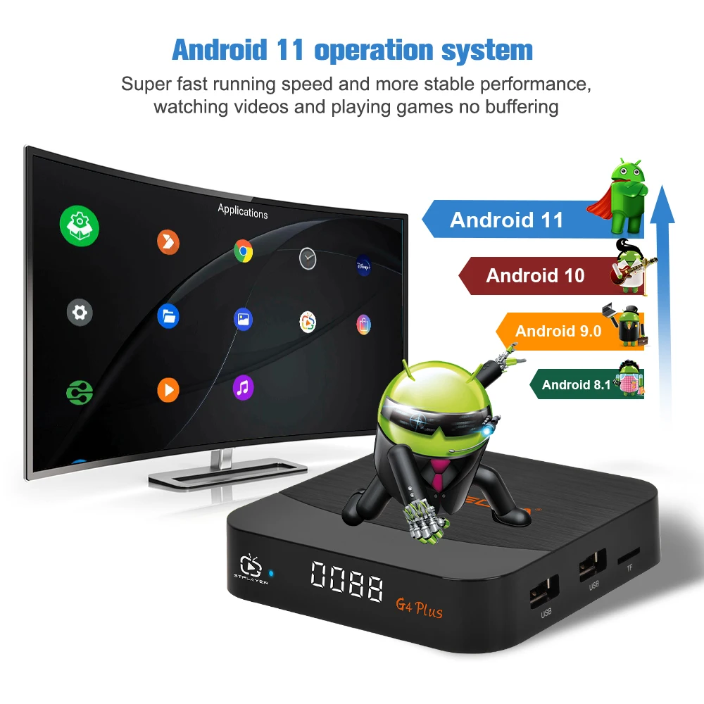 ТВ-приставка GTMEDIA G4 PLUS/G2 PLUS 4K H.265/VP9 Android 11 Amlogic S905W2 2 ГБ + 16 Гб Встроенный Wi-Fi 4G/5 8G BT4.1