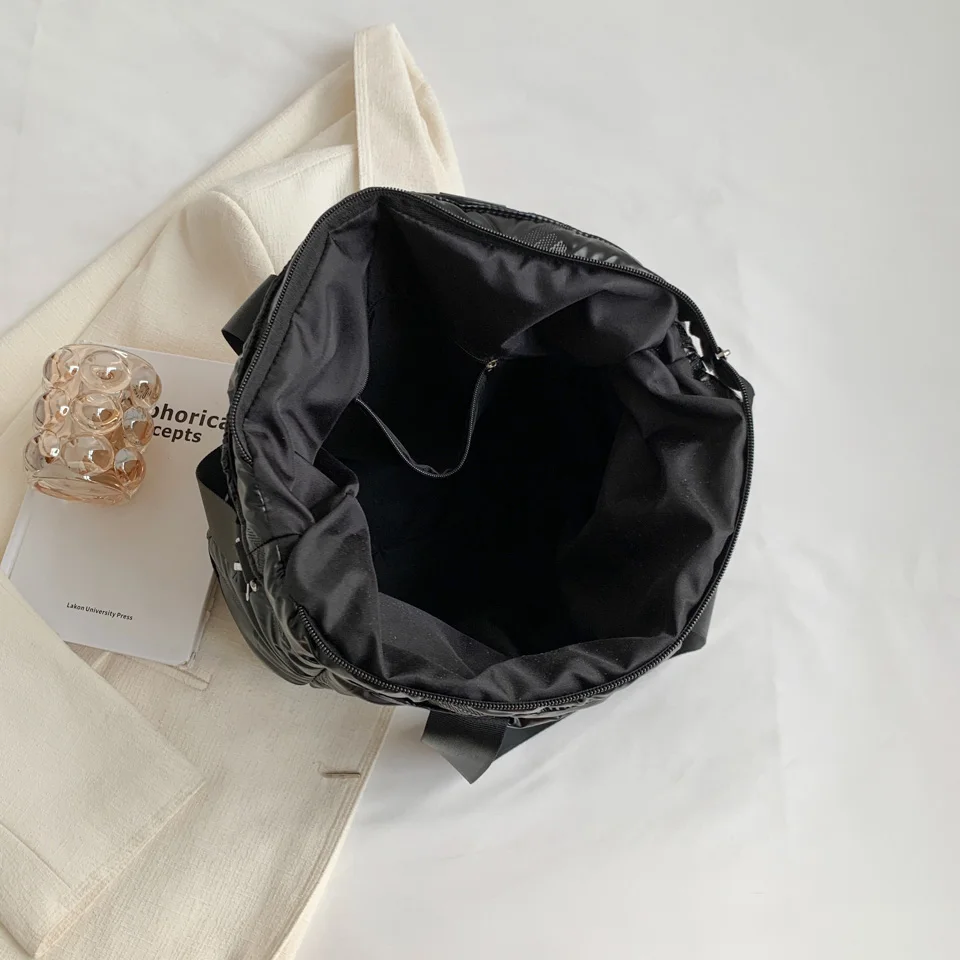 Winter New Design Waterproof Nylon Cotton Padded Shoulder Bag for Women  Large Capacity Solid Color Tote Bag Female Shoulder Bag