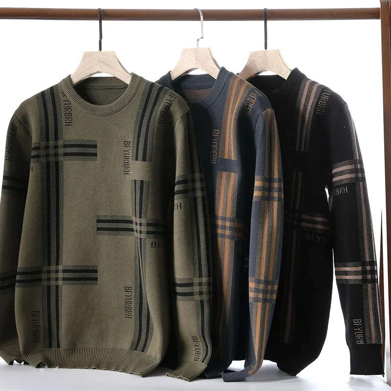 CUMUKKIYP Мужские пуловеры свитера мужская одежда в полоску с круглым вырезом и
