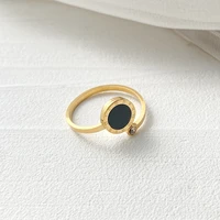 classic fashion titanium steel geometric round roman digital zircon gold ring showers do not fade women jewelry ring