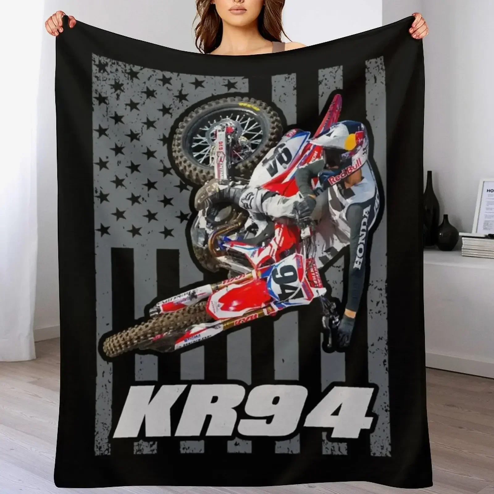 Кен Рочен KR94 Американский флаг 450 94 чемпион суперкросса США одеяло для волос