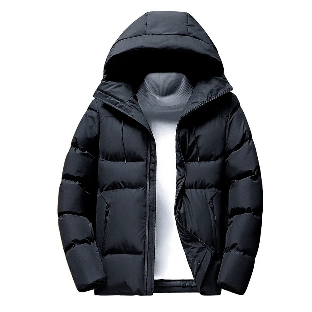 2023 Utumn Jackets for Men Hooded Lightweight Cotton Padded Coats Men Fall Warm Jackets Solid Color Puffer Jacket Men Clothes