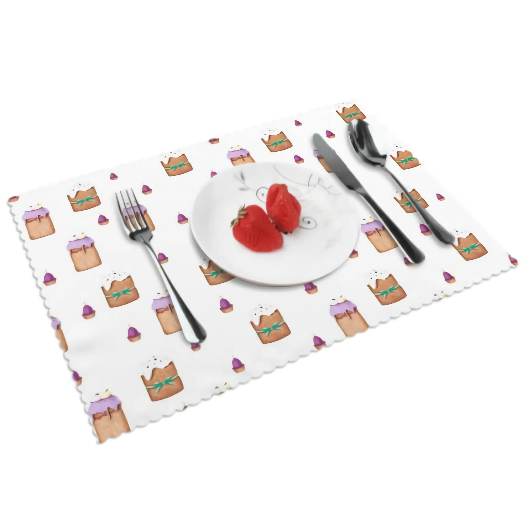 

Cute Purple Cupcake Placemats for Dining Table Set of 4 Rectangular Heat Resistant Washable Place Mat