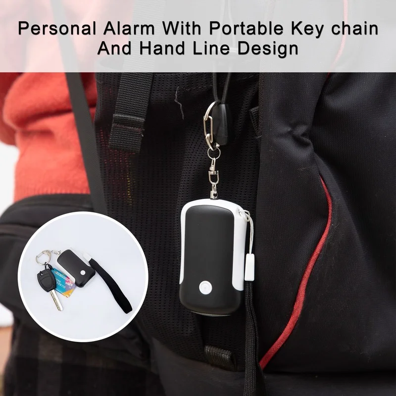 

Rechargeable Self Defense Keychain Alarm-125 dB Loud Emergency Personal Siren Ring with LED Light – SOS Safety Alert Device