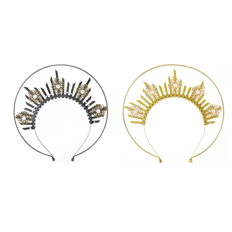 

652F Mary HaloCrown Headband Mary Headband Spiked Crown Goths Headpiece