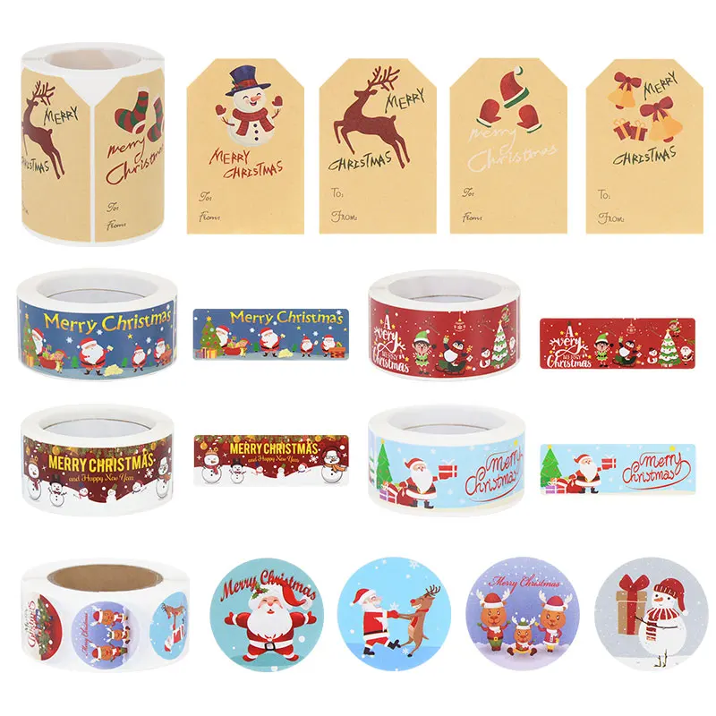 

Merry Christmas Stickers Xmas Gift Sealing Label Stickers Santa Claus Scrapbook Packaging Stationery Decoration New Year Party