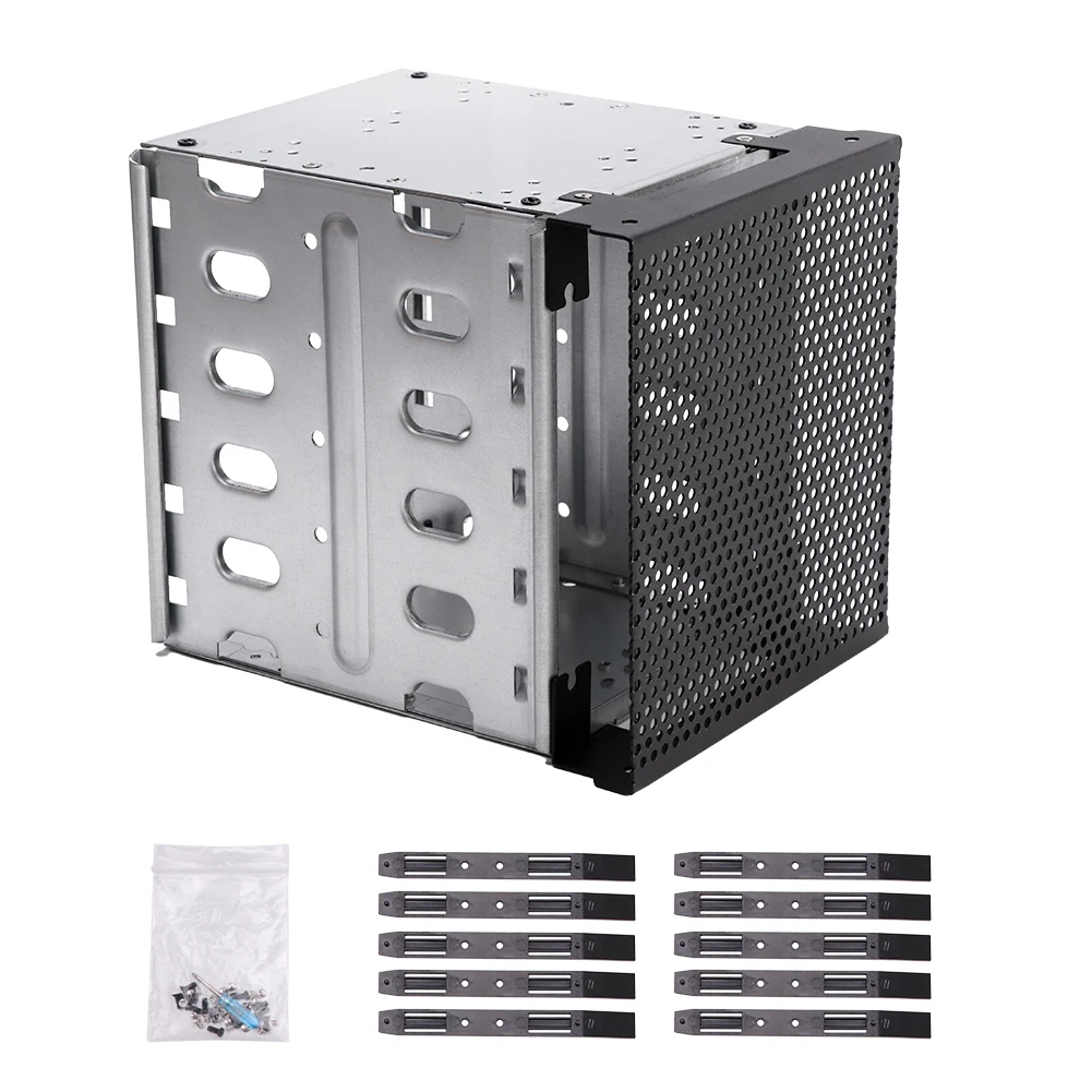 

5.25inch To 5X 3.5 For Computer Hard Drive Cage External With Fan Space Large Capacity Stainless Steel Shelf Detacheable Bracket