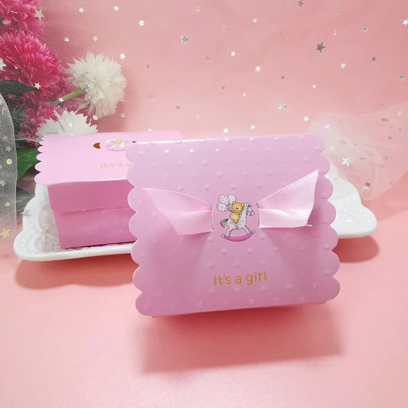 Baby First Birthday Party Favor Pink Baby Shower Born Birth Announcement Gift Boxes