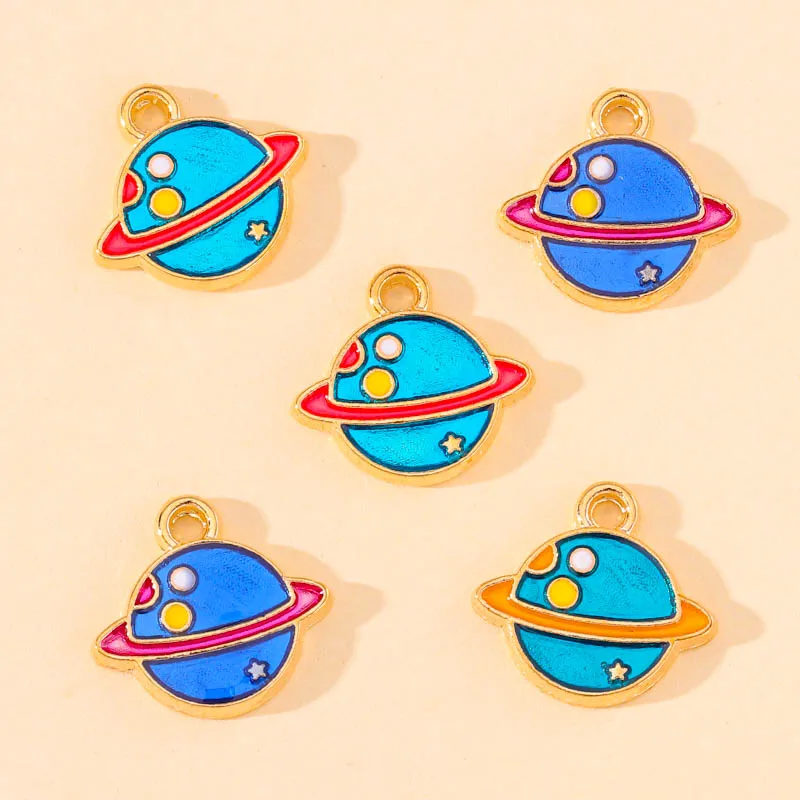 

10Pcs Mini Alloy Enamel Planet Charms Pendant for DIY Lovely Earrings Necklace Bracelet Jewelry Making Craft Accessories Finding