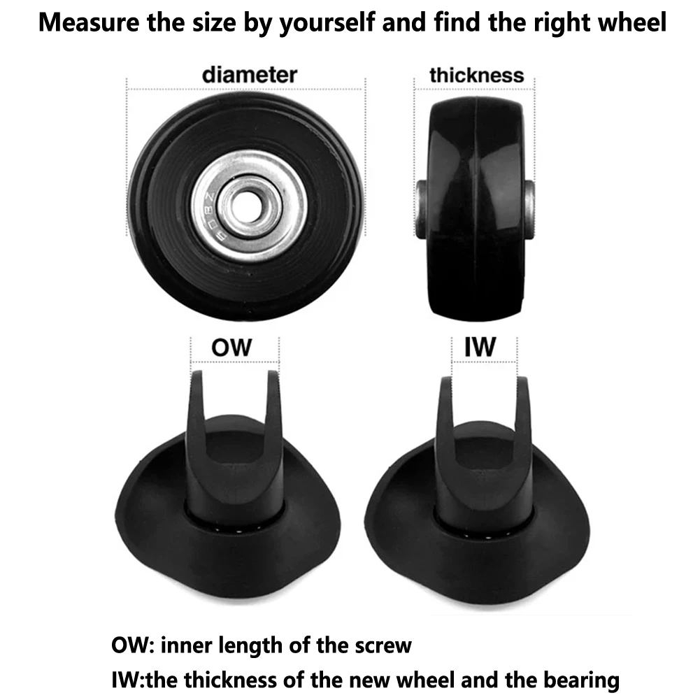 

4 Pcs Luggage Wheels Luggage Suitcase Replace Wheel Roller Skate Repair Luggage High Quality Luggage Parts Replacement Wheels