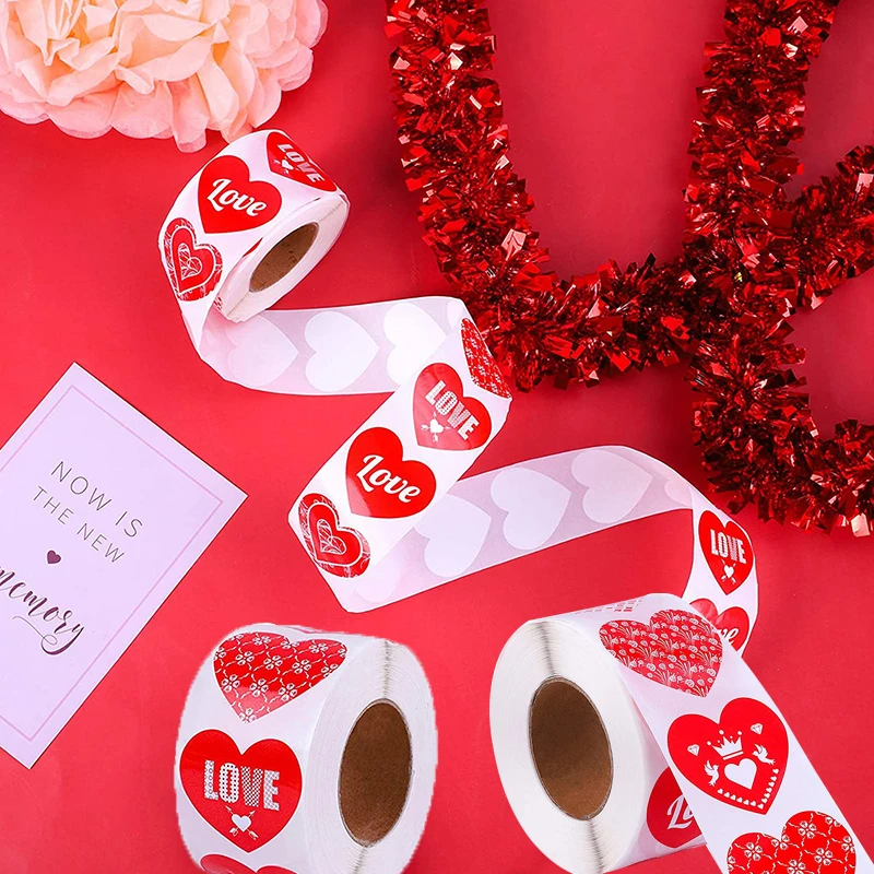 

500 шт./рулон, наклейки в форме сердца