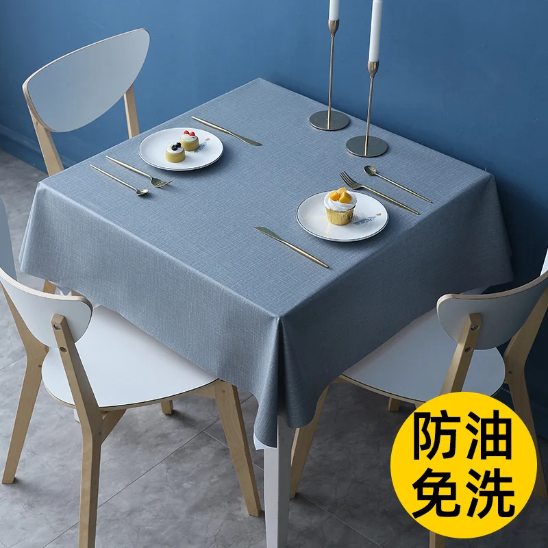 

table cloth waterproof Solid color tablecloth,oil resistant, and scald resistant square PVC small square table table cloth