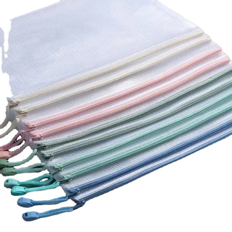 Прозрачные сетчатые пакеты для файлов A4 на молнии школьные принадлежности