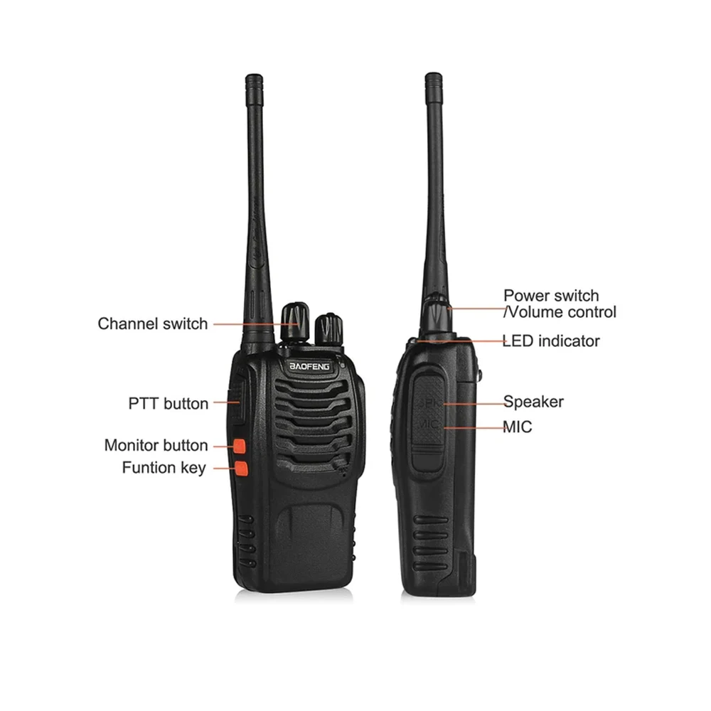 1pcs and 2pcs Baofeng BF-888S walkie talkie 888s UHF 400-470MHz Channel Portable two way radio bf-888s 16 communication channels